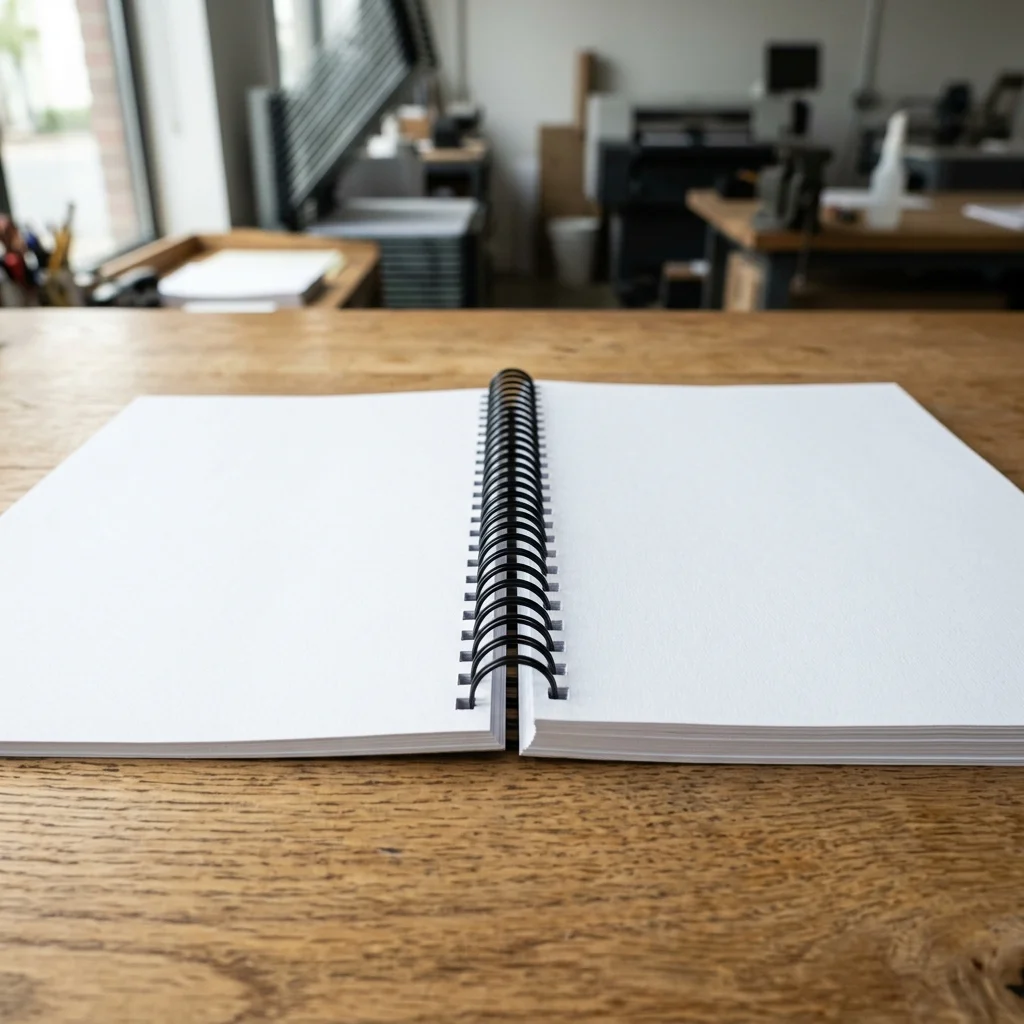 Encuadernación en espiral de plástico en Puebla - detalle de espiral continua atravesando perforaciones en documento tamaño carta