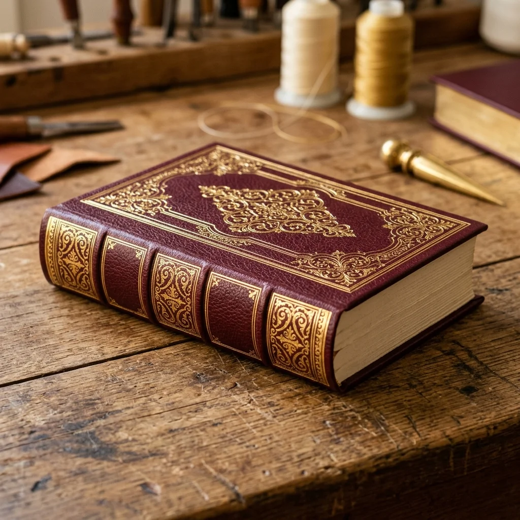 Libro empastado en pasta dura con grabado en oro en taller de encuadernacion de libros en Puebla